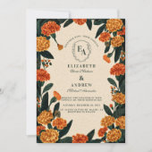 Rustikale Marigold-Herbsthochzeit Einladung (Vorderseite)