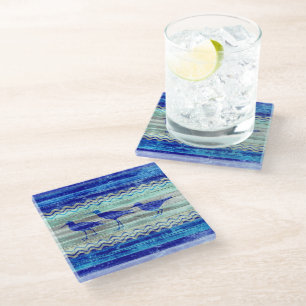 Rustikale Marine-Blau-Küstendekor-Flussuferläufer Glasuntersetzer