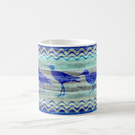 Rustikale Marine-Blau-Küstendekor-Flussuferläufer Kaffeetasse (Mittel)