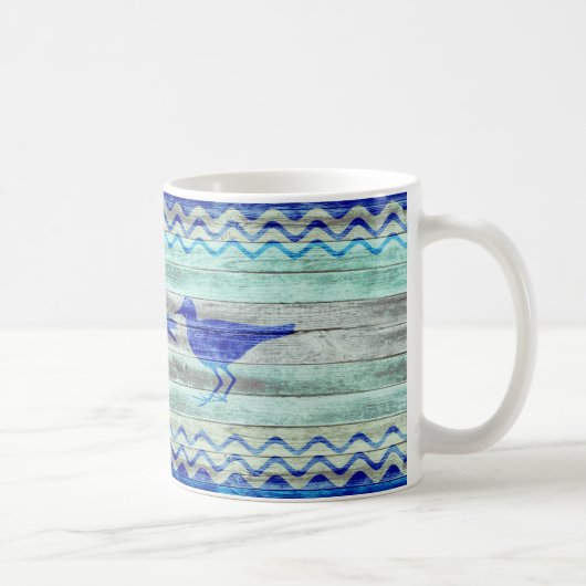 Rustikale Marine-Blau-Küstendekor-Flussuferläufer Kaffeetasse (Rechts)