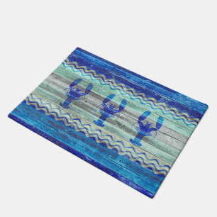 Rustikale Marine-Blau-Küstendekor-Hummer Fußmatte