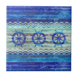 Rustikale Marine-Blau-Küstendekor-Schiffs-Räder Fliese