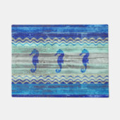 Rustikale Marine-Blau-Küstendekor-Seepferde Fußmatte (Vorderseite)
