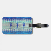 Rustikale Marine-Blau-KüstenSeepferde Gepäckanhänger (Rückseite horizontal)