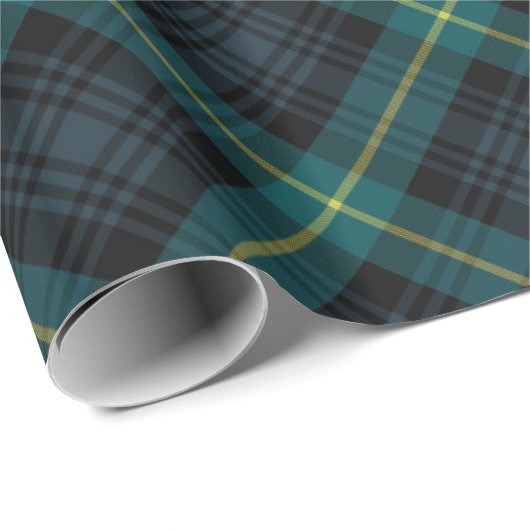 Rustikale Marine und grüne Schwarze Uhr Karierter Geschenkpapier (Rolleneckpunkt)