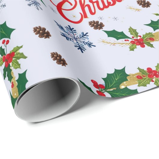 Rustikale Marine weiß und rot frohe Weihnachten Geschenkpapier (Rolleneckpunkt)