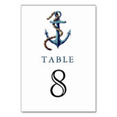 Rustikale marineblaue Anker-Tau-Hochzeit im mariti Tischnummer (Rückseite)