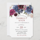 Rustikale Marsala Blush Peony Chic Wedding Einladung (Vorderseite)