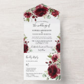 Rustikale Marsala Burgund Blumenhochzeit in einem All In One Einladung (Innen Boden)