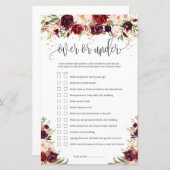 Rustikale Marsala burgundy Blütenblüte über oder u (Vorne/Hinten)