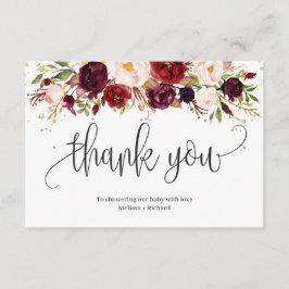 Rustikale Marsala burgundy Blütengolddusche Begleitkarte