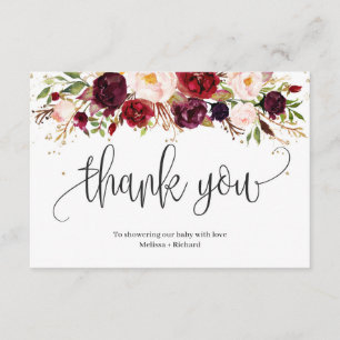 Rustikale Marsala burgundy Blütengolddusche Begleitkarte