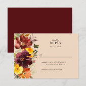 Rustikale Marsala Burnt Orange Fall Wreath RSVP Ka Karte (Vorne/Hinten)