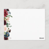 Rustikale Marsala Floral Wedding Advice Cards Postkarte (Rückseite)