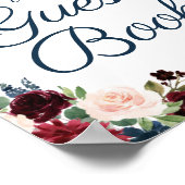 Rustikale Marsala Floral Wedding Guest Book Sign Poster (Ecke)