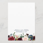 Rustikale Marsala Floral Wedding Karten (Rückseite)