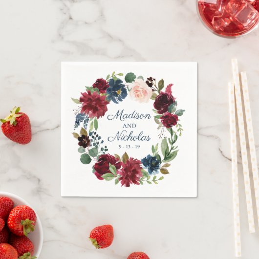 Rustikale Marsala Floral Wedding Napkins Serviette (Beispiel)