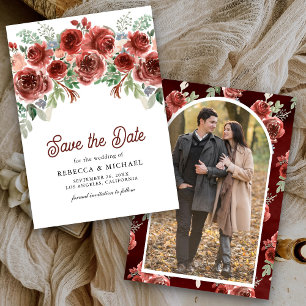 Rustikale Marsala Florale Hochzeitsfotos Save The Date