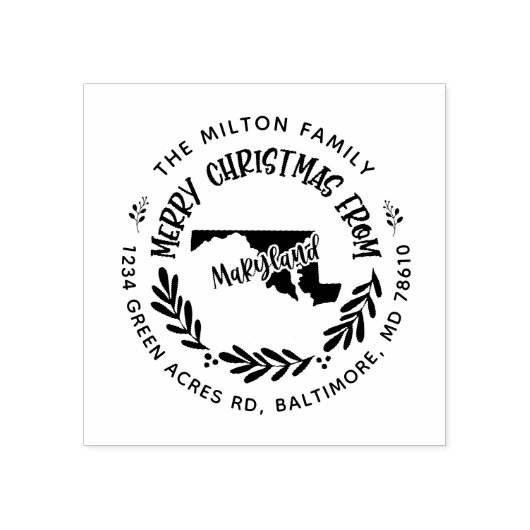 rustikale Maryland fröhliche Weihnachten Rücksende Gummistempel (Prägung)