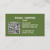 Rustikale Maskuline Geometrische Grünfotografie Visitenkarte (Rückseite)