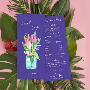 Rustikale Mason-Glas-Blumen-Hochzeitsprogrammkarte Einladung