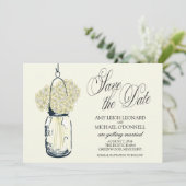 Rustikale Mason-Glas-Hydrangea Save-the-Date-Einla Einladung (Stehend Vorderseite)