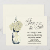 Rustikale Mason-Glas-Hydrangea Save-the-Date-Einla Einladung (Vorne/Hinten)