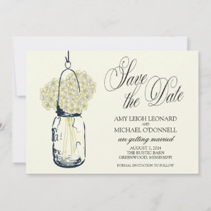 Rustikale Mason-Glas-Hydrangea Save-the-Date-Einla Einladung