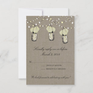 Rustikale Mason-Glas-Lichterkette RSVP Karte
