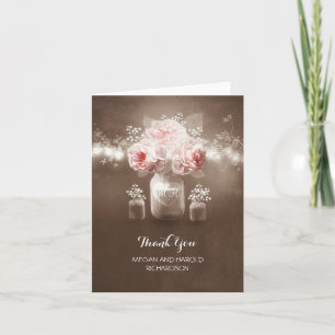 Rustikale Mason-Glas-Lichterketten-Hochzeit Danke