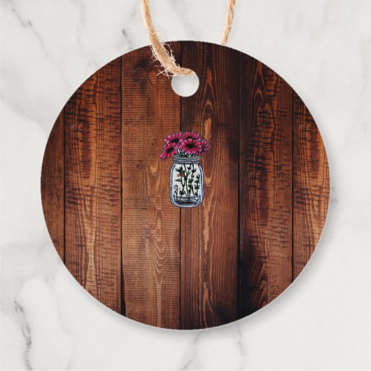 Rustikale Mason-Glas-Monogramm-Stallholz Hochzeit Geschenkanhänger (Rückseite)