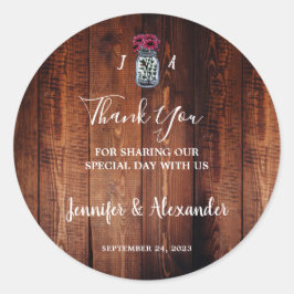 Rustikale Mason-Glas-Monogramm-Stallholz Hochzeit Runder Aufkleber