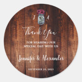 Rustikale Mason-Glas-Monogramm-Stallholz Hochzeit Runder Aufkleber (Vorderseite)