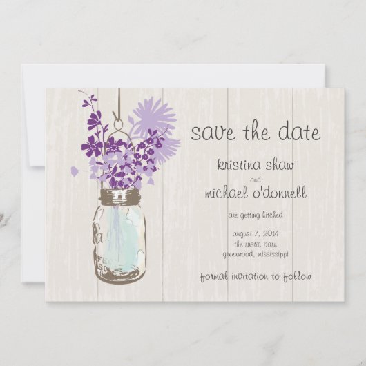 Rustikale Mason-Glas & Wildblumen Save-the-Date Save The Date (Vorderseite)