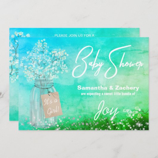 *~* Rustikale Mason Jar Baby Atemdusche Einladung (Vorne/Hinten)