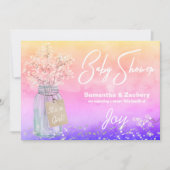 *~ Rustikale Mason Jar Baby Shower Baby Breath Einladung (Vorderseite)