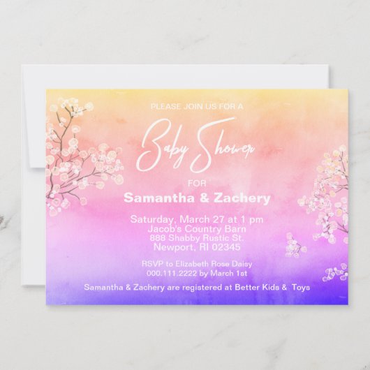 *~ Rustikale Mason Jar Baby Shower Baby Breath Einladung (Rückseite)