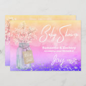 *~ Rustikale Mason Jar Baby Shower Baby Breath Einladung (Vorne/Hinten)