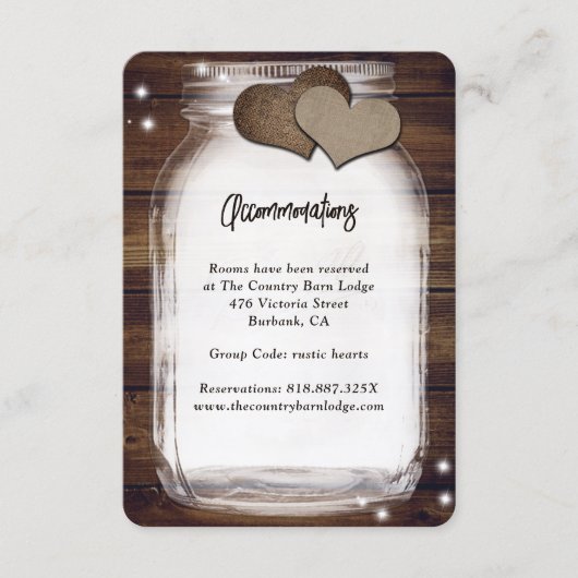 Rustikale Mason Jar Barn Wood Unterkunft Karten (Vorderseite)