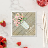 Rustikale Mason Jar Blume Rose blau Serviette (Beispiel)