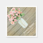 Rustikale Mason Jar Blume Rose blau Serviette (Vorderseite)