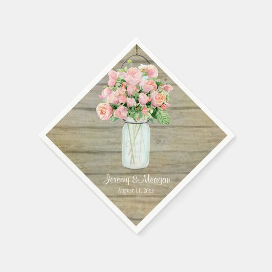 Rustikale Mason Jar Blume Rose blau Serviette (Ecke)