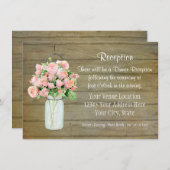 Rustikale Mason Jar Blush Pink Roses Bouquet Einladung (Vorne/Hinten)