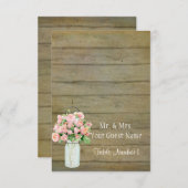 Rustikale Mason Jar Blush Pink Roses Bouquet Einladung (Vorne/Hinten)