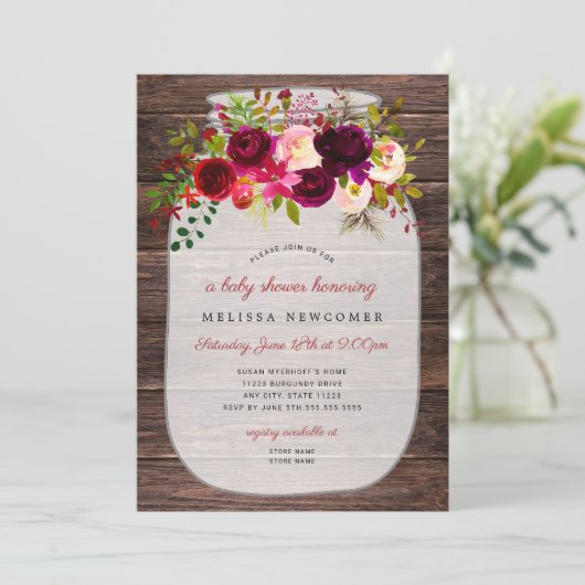 Rustikale Mason jar Blütendusche Einladungen (Stehend Vorderseite)