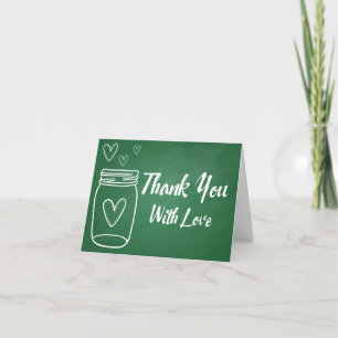 Rustikale Mason Jar Dankeschön Grüne Tafel Liebe Dankeskarte