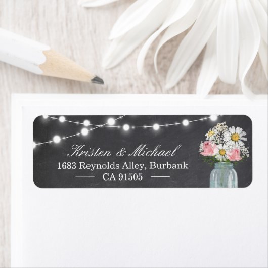 Rustikale Mason Jar Floral String Lights Chalkboar (Insitu)