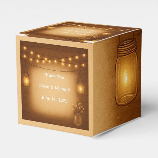 Rustikale Mason Jar Gastgeschenk Hochzeit Box Geschenkschachtel (Vorderseite)