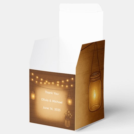 Rustikale Mason Jar Gastgeschenk Hochzeit Box Geschenkschachtel (Geöffnet)