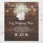 Rustikale Mason Jar Leuchten und Gipskraut Barn Weinetikett (Einzelnes Label)